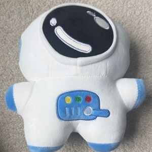Adorable White and Blue Plush Robot Toy